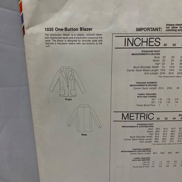 1979 Stretch and Sew One Button Blazer Design Patterns By Ann Person - Picture 6 of 9